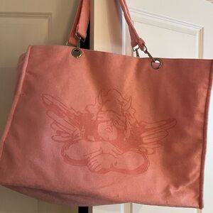 Boys Lie  Pink Terry Tote with Cherub Sporting Horns